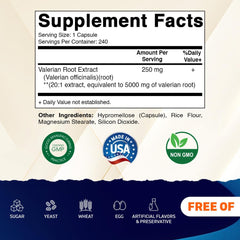 Vitamatic Valerian bottle back label details ingredients and directions.