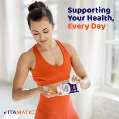 Vegetarian capsules from Vitamatic suitable for gluten-free diets.