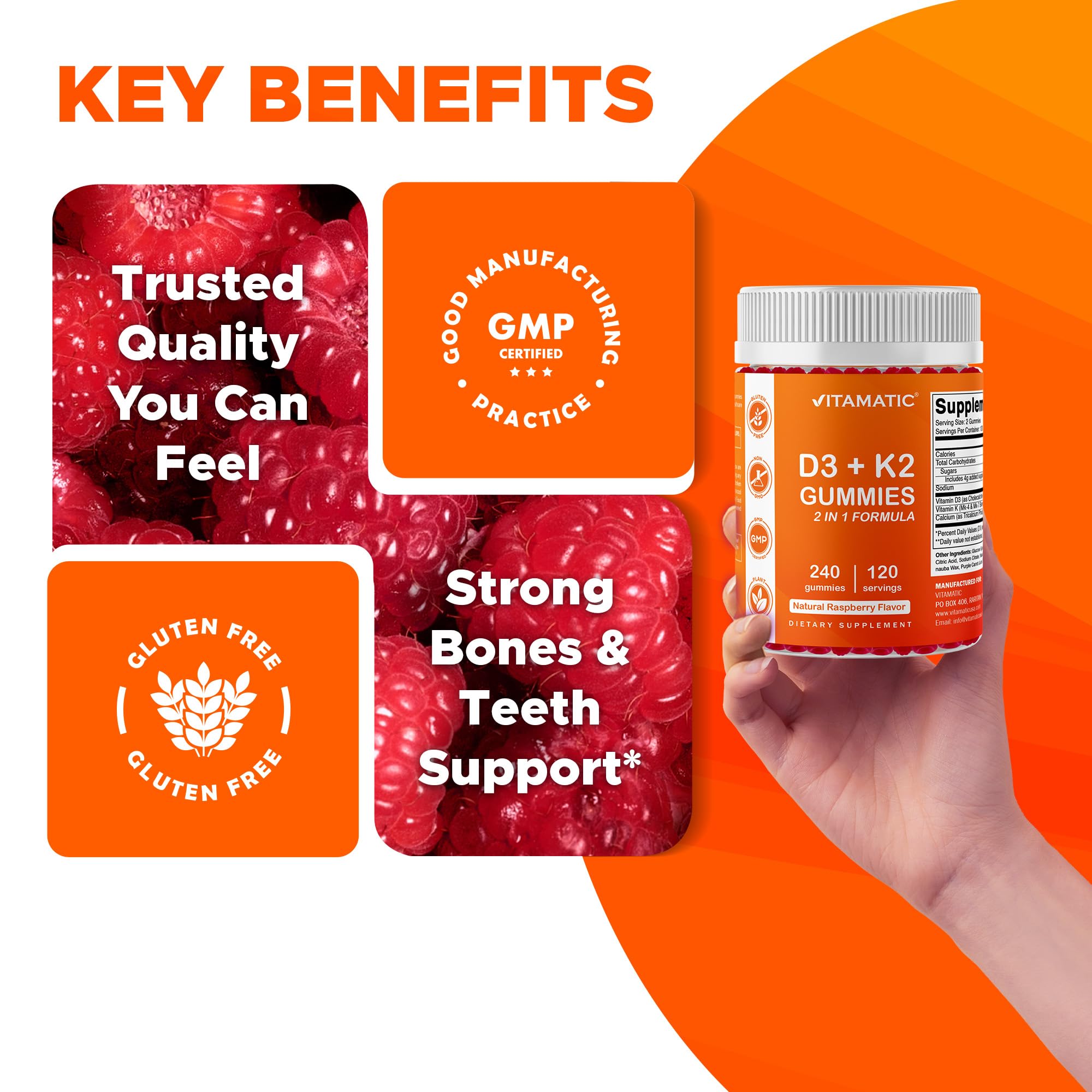 Vitamatic gluten-free icon on gummy packaging