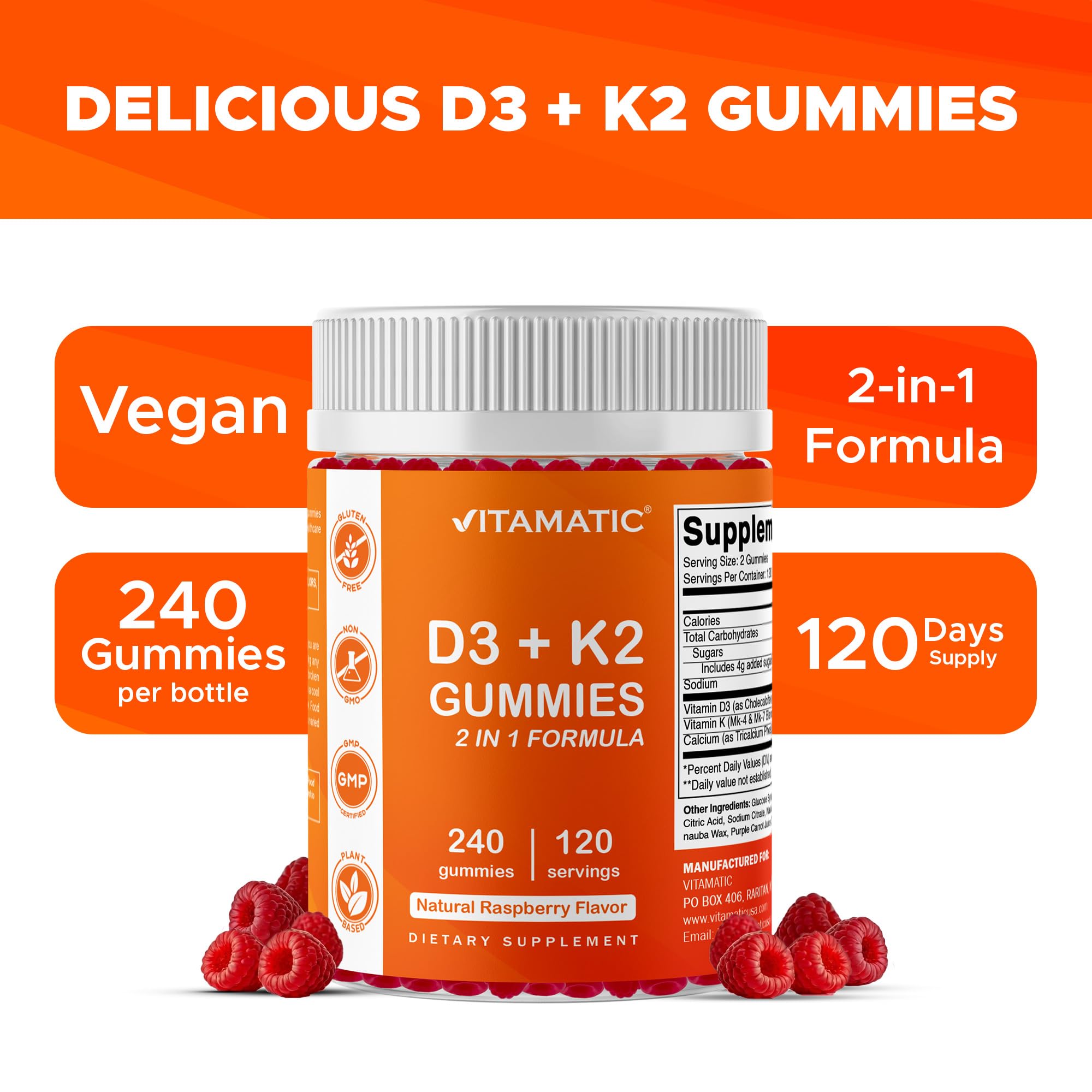 Vitamatic gummies served with a glass of water for easy daily intake