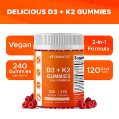 Vitamatic gummies served with a glass of water for easy daily intake