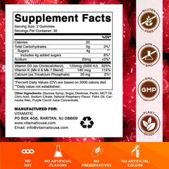 Vitamatic Vitamin D3 + K2 Gummies bottle back label detailing ingredients