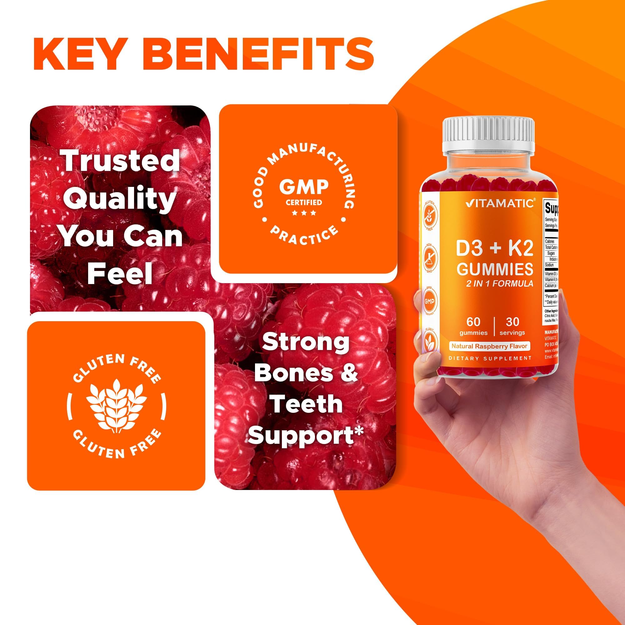 Vitamatic Vitamin D3 + K2 Gummies packaging group