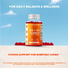 Vitamatic Vitamin D3 + K2 Gummies pouring into a glass