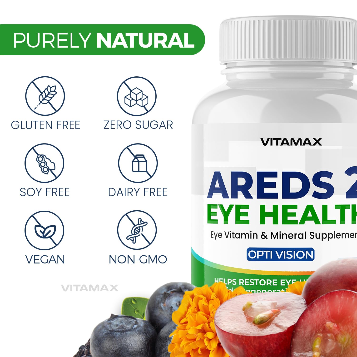 Vitamax AREDS2 packaging box, USA-made supplement.