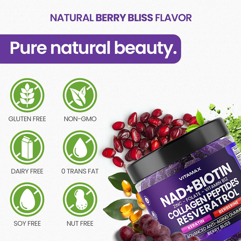 Serving suggestion image showing a day-use serving of Vitamax gummies