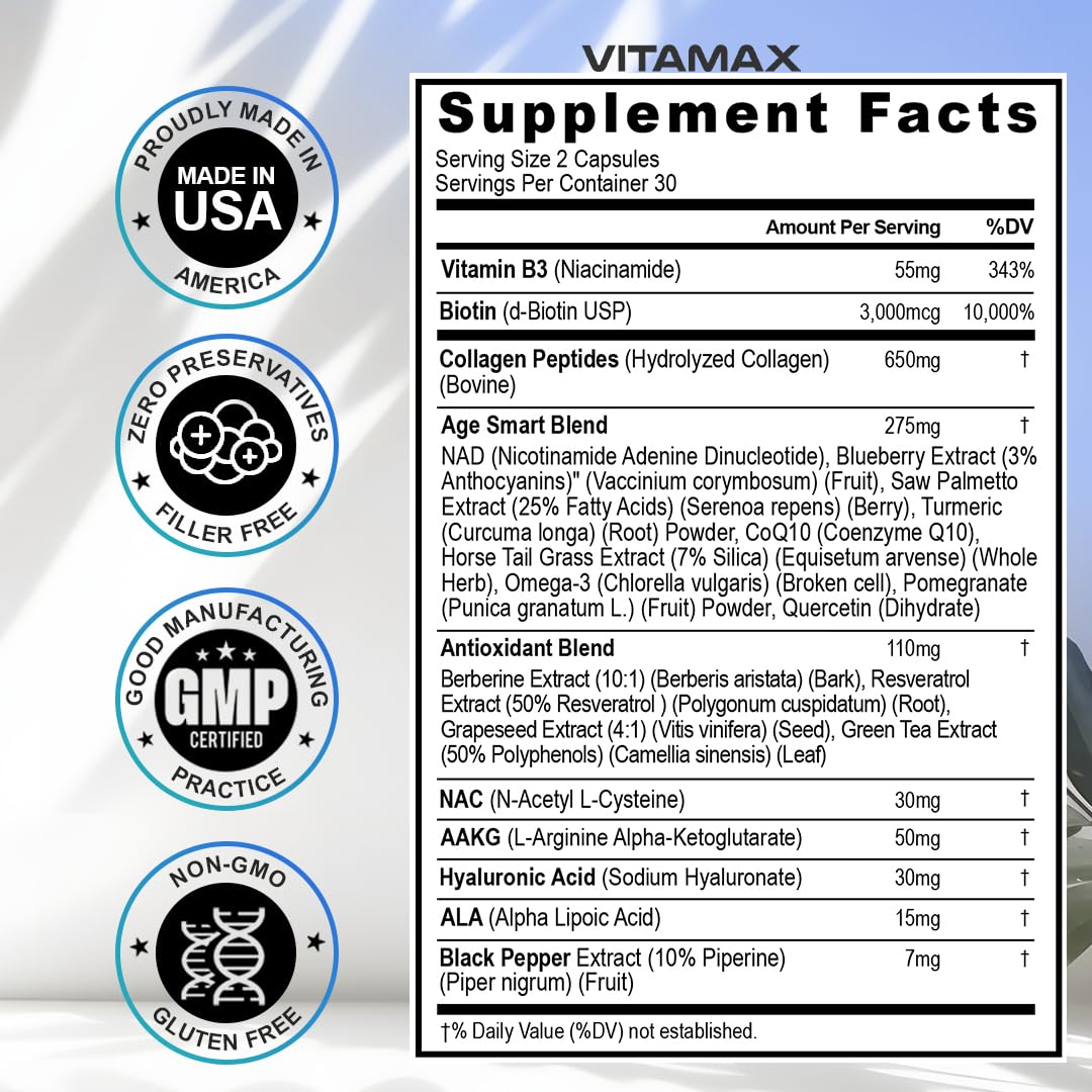 Vitamax grapeseed extract visual denotes antioxidant-rich formula.