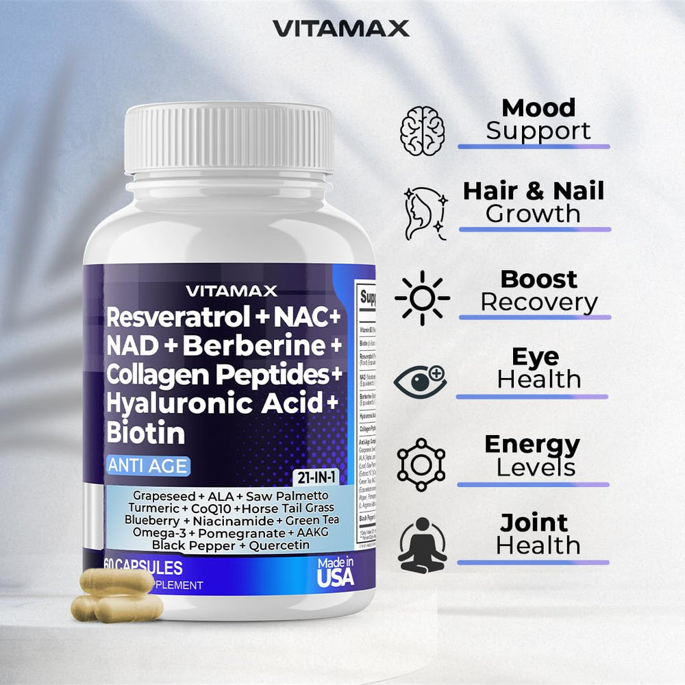 Vitamax hyaluronic acid ingredient scoop emphasizes skin and joint hydration.