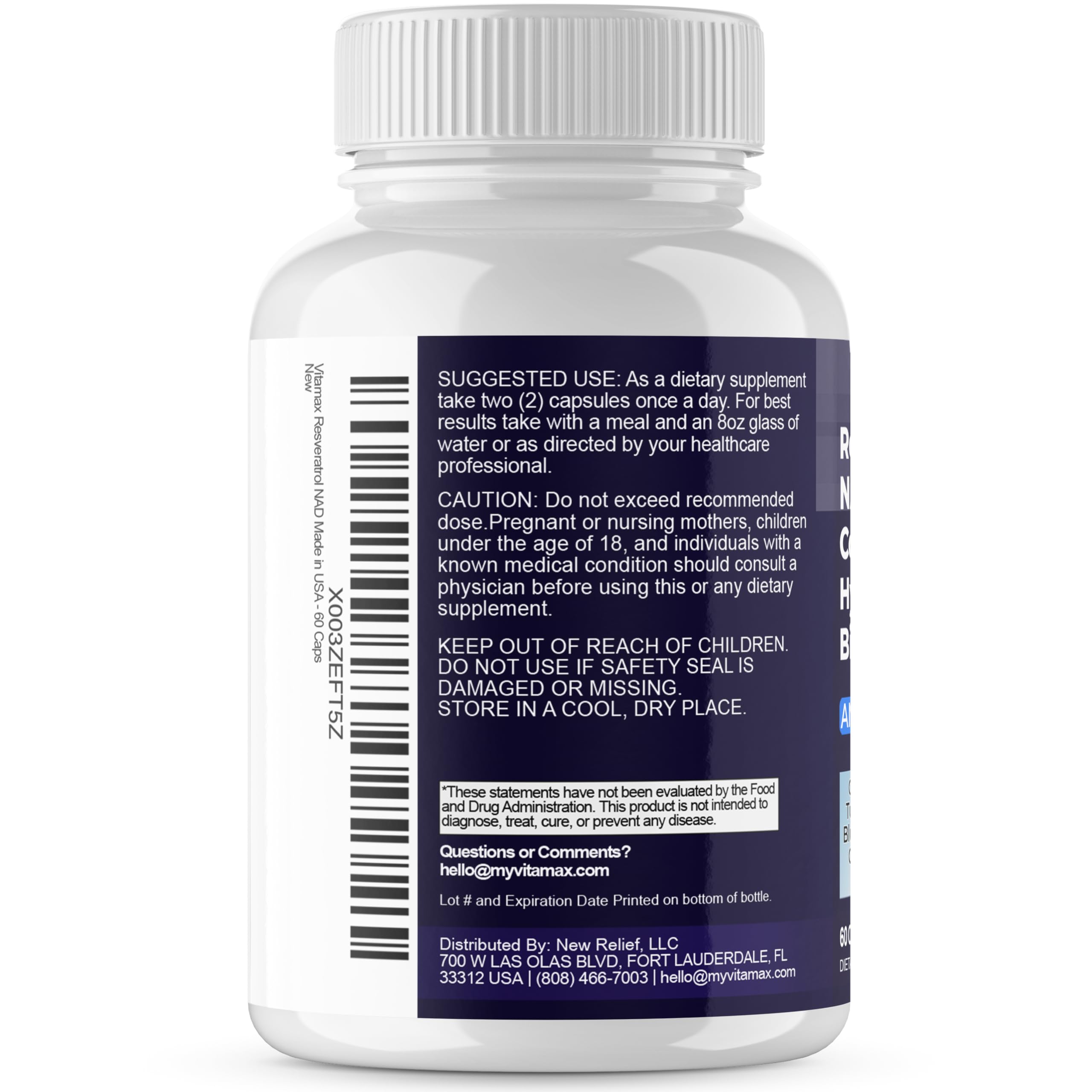 Vitamax made in USA label on bottle for quality assurance.