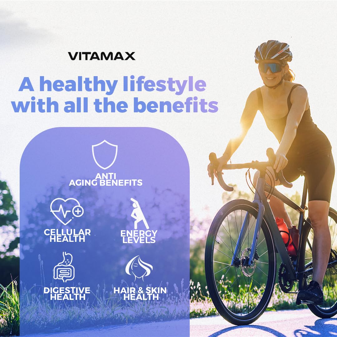 Vitamax NAD+ and Resveratrol-Berberine blend close-up suggests polyphenol support.