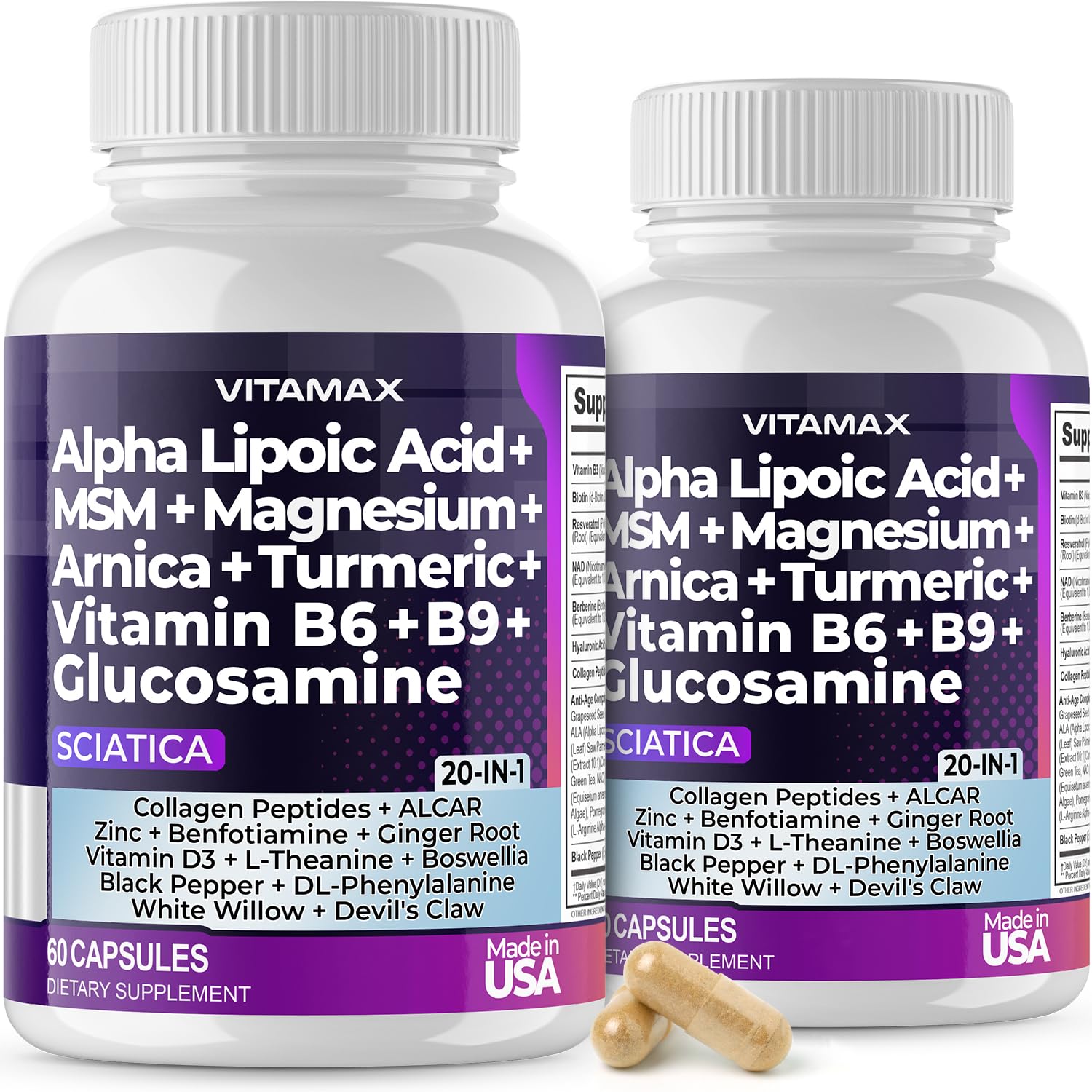 Vitamax Nerve Plus bottle front shows two-month supply for daily nerve support