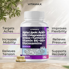 Vitamax Nerve Plus ingredients list featuring Alpha Lipoic Acid and Glucosamine
