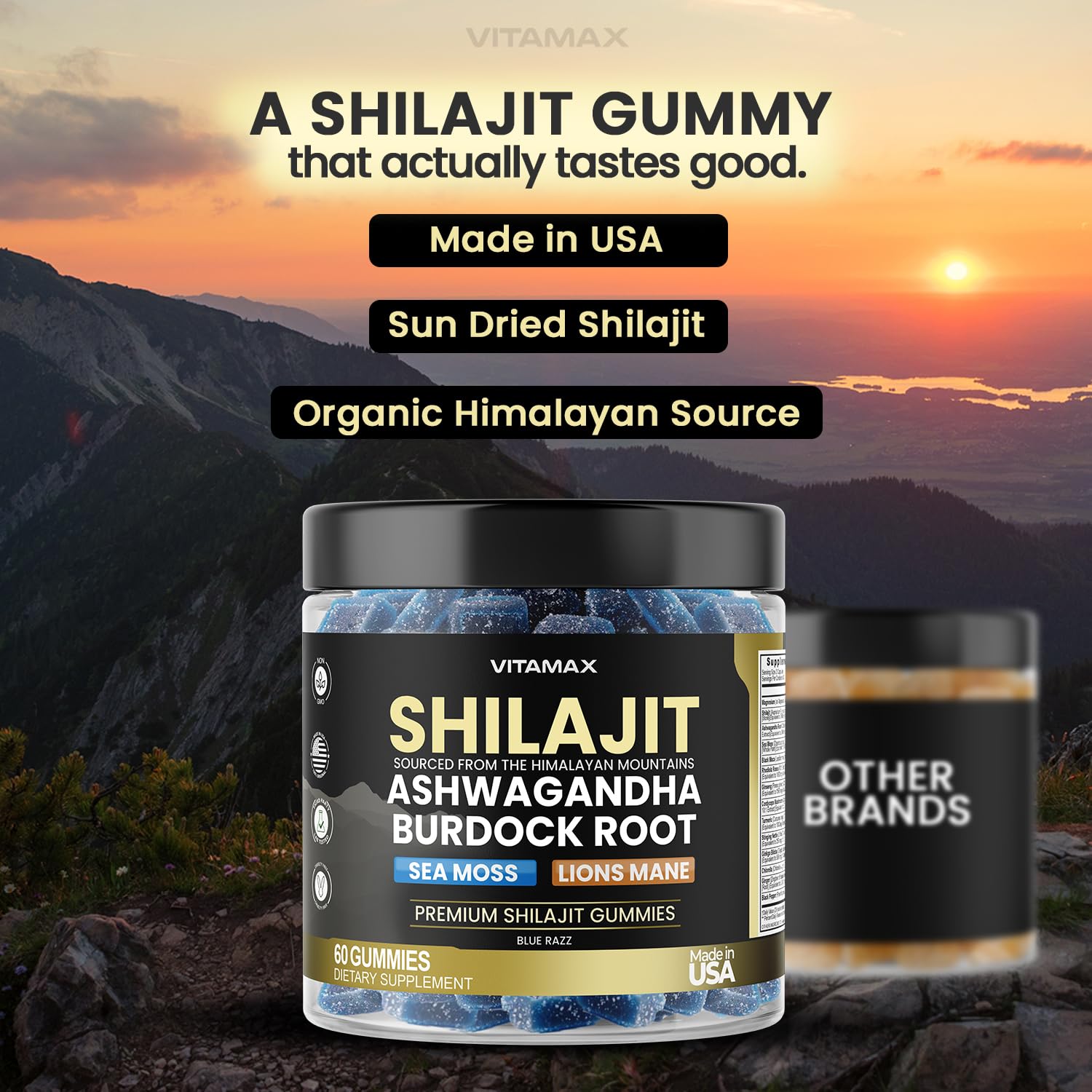 Vitamax Shilajit Gummies burdock root inclusion promotes cleansing and resilience