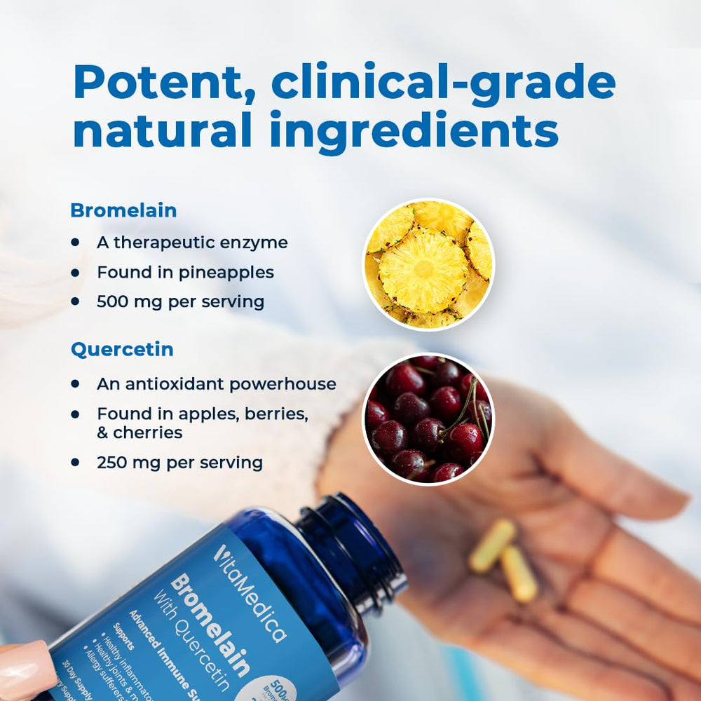 VitaMedica Bromelain & Quercetin label detail highlighting ingredients