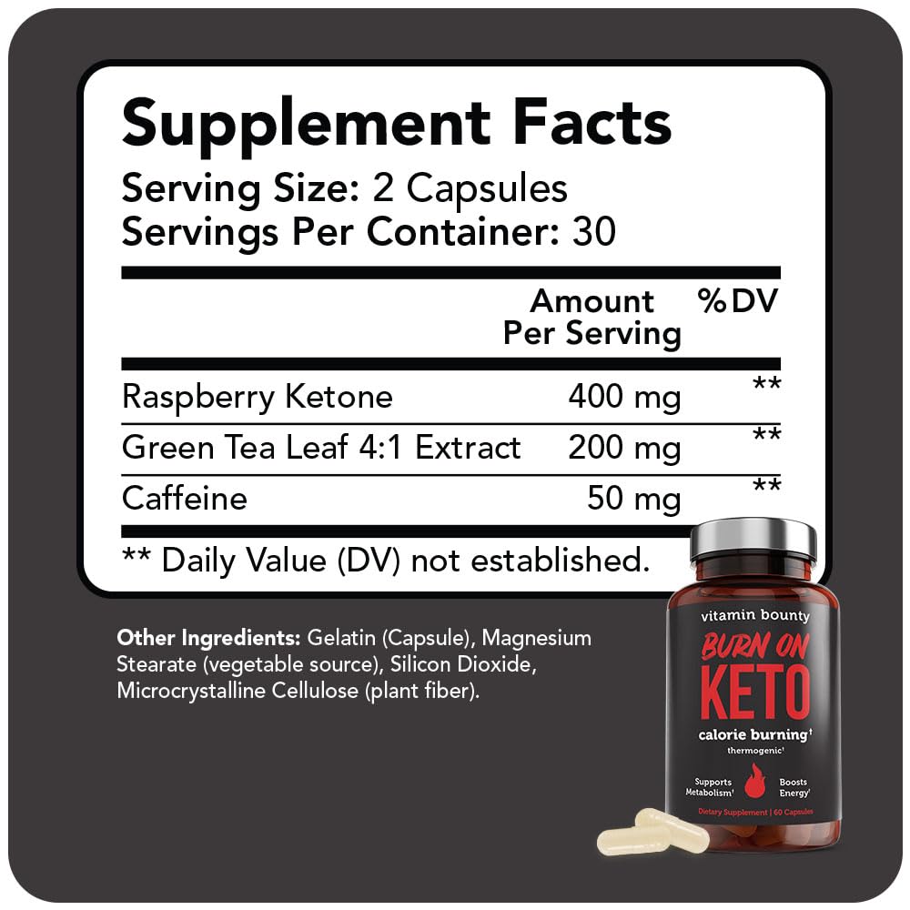 Vitamin Bounty Burn On capsules closeup highlights easy-to-swallow formulation