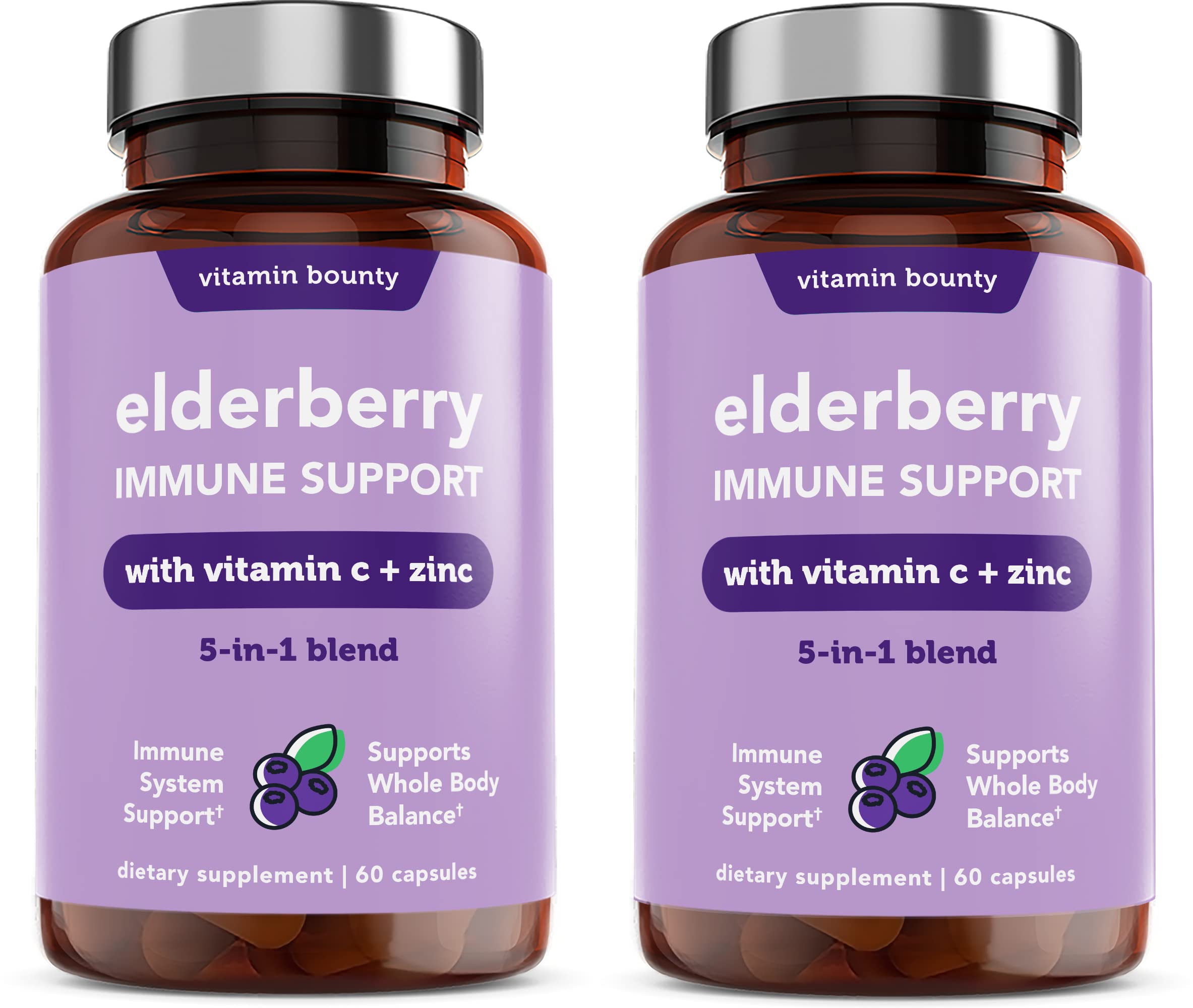 Vitamin Bounty Elderberry Immune Support bottle with capsules for daily wellness