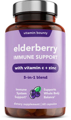 Vitamin Bounty Elderberry Immune Support supplement facts panel detailing ingredients