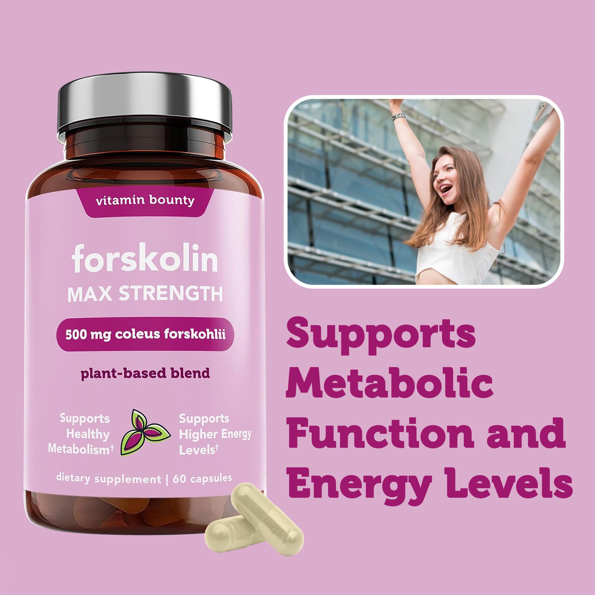 Vitamin Bounty Forskolin maximum strength bottle on a clean surface.