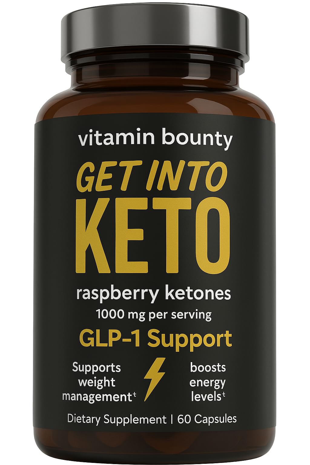 Vitamin Bounty Raspberry Ketones bottle shown for convenient keto support