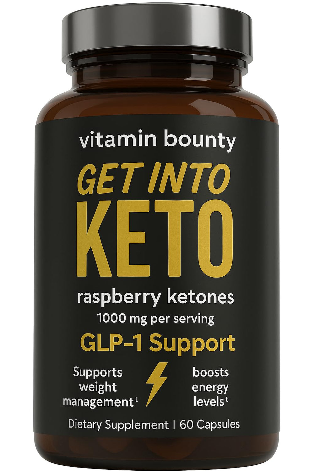 Vitamin Bounty Raspberry Ketones bottle shown for convenient keto support