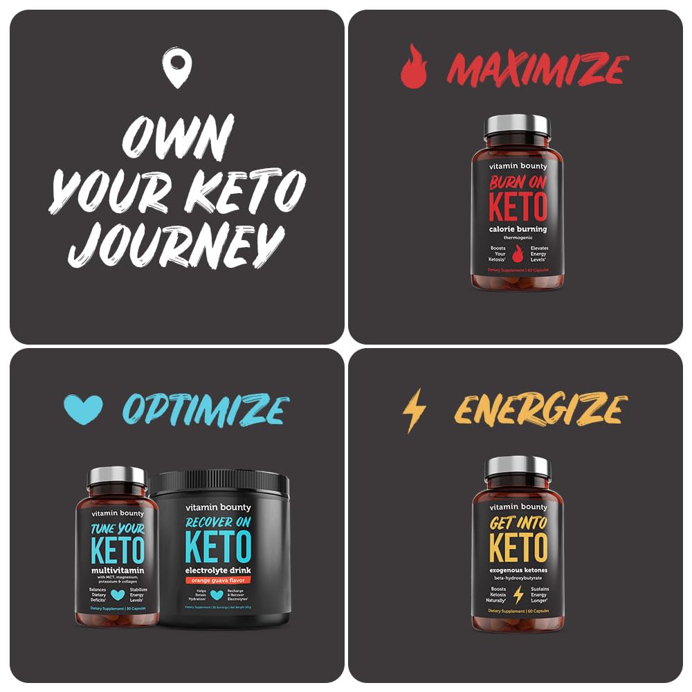 Hero shot of Vitamin Bounty Raspberry Ketones bottle supports a daily ketosis routine