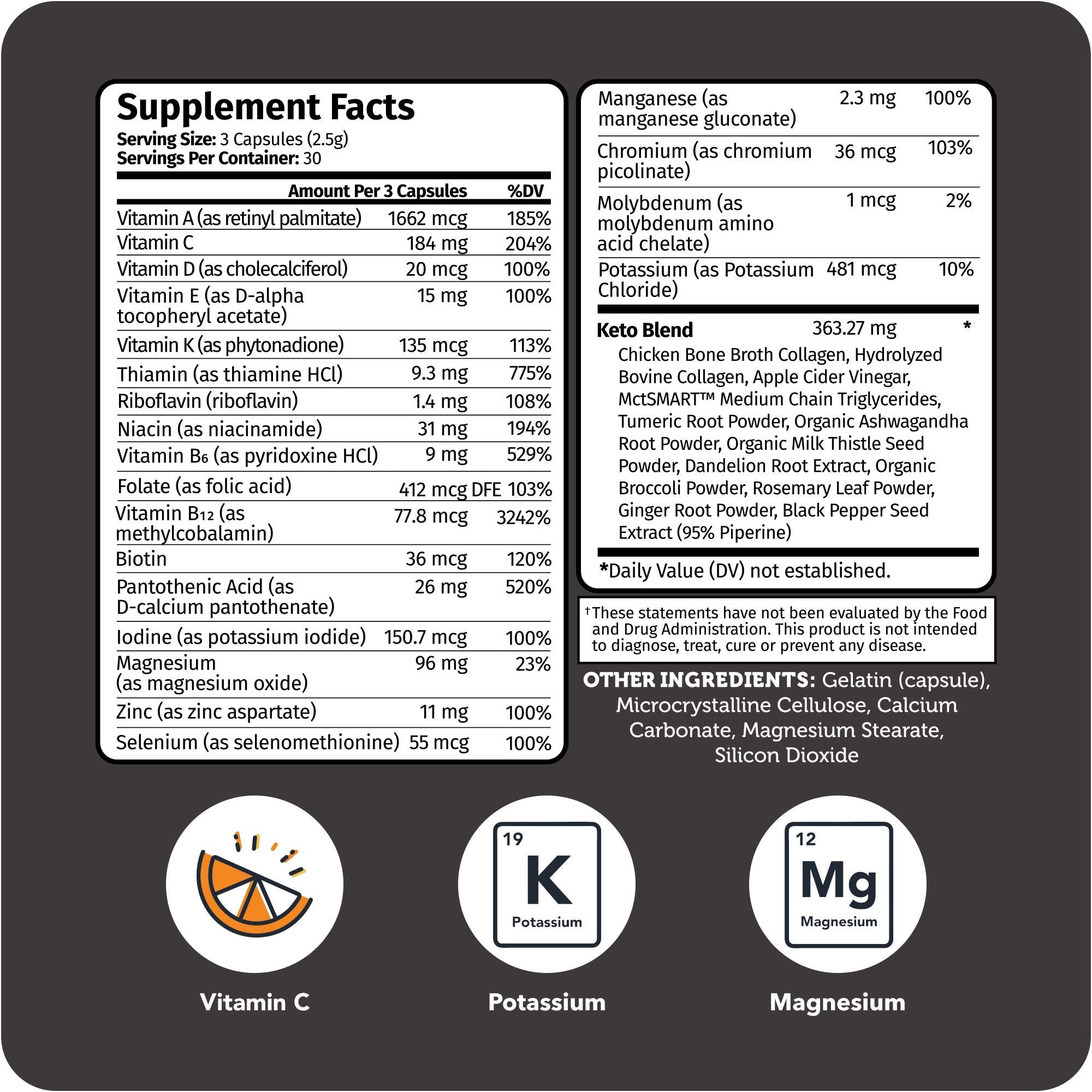 Vitamin Bounty Tune Your Keto Multivitamin capsules closeup emphasizes easy daily dosing