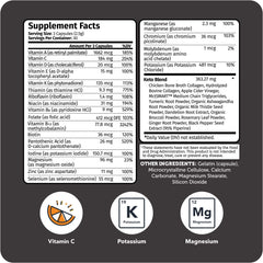 Vitamin Bounty Tune Your Keto Multivitamin capsules closeup emphasizes easy daily dosing