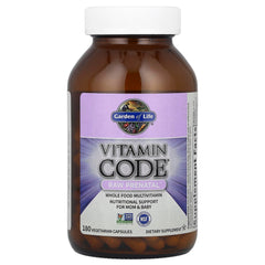 Vitamin Code RAW Prenatal digestive blend close-up with probiotics imagery.