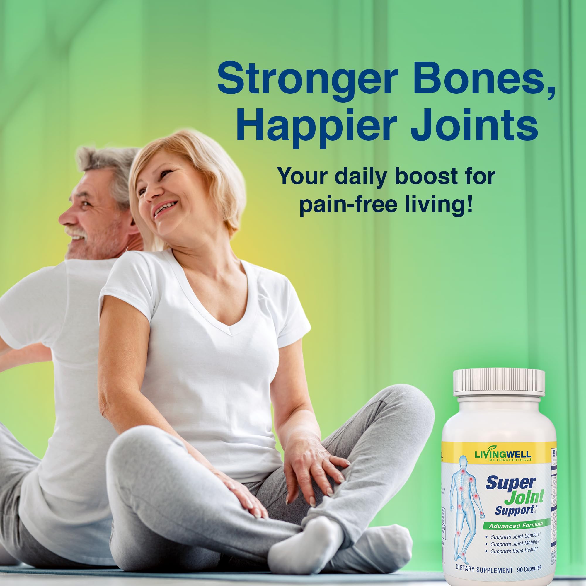 Vitamin D and magnesium components signaling bone health support.