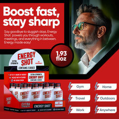 Vitamin Energy shot packaging close-up highlighting sugar-free formula advantage