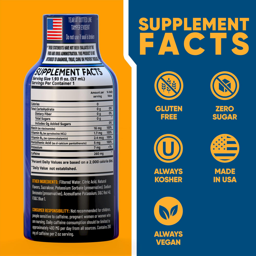 Pouring Vitamin Energy B12 Overload Shot for on-the-go energy