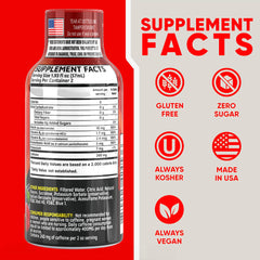 Vitamin Energy Fruit Punch bottle pour demonstrates quick caffeine kick for focus