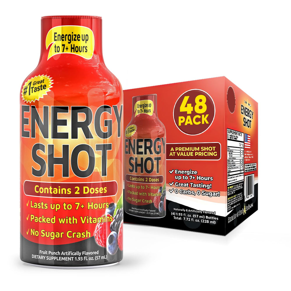 Vitamin Energy Fruit Punch shot bottle on the go for quick energy