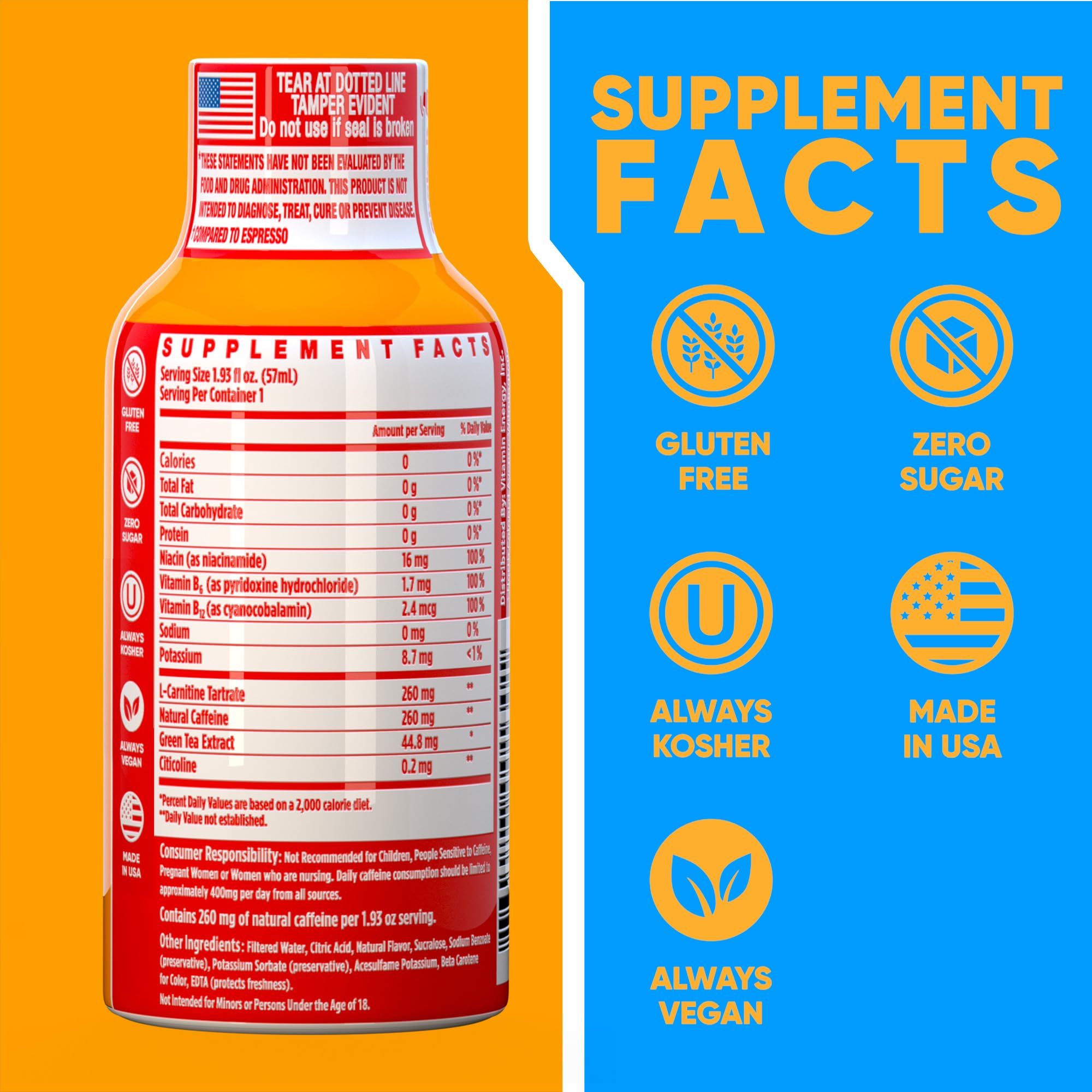 Vitamin Energy Immune+ Orange Burst bottle ready for on-the-go energy