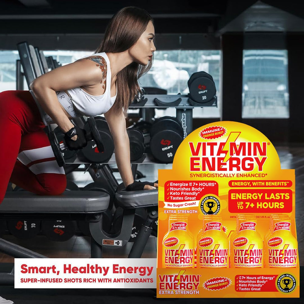 Travel-ready Vitamin Energy Immune+ bottle in bag for busy days
