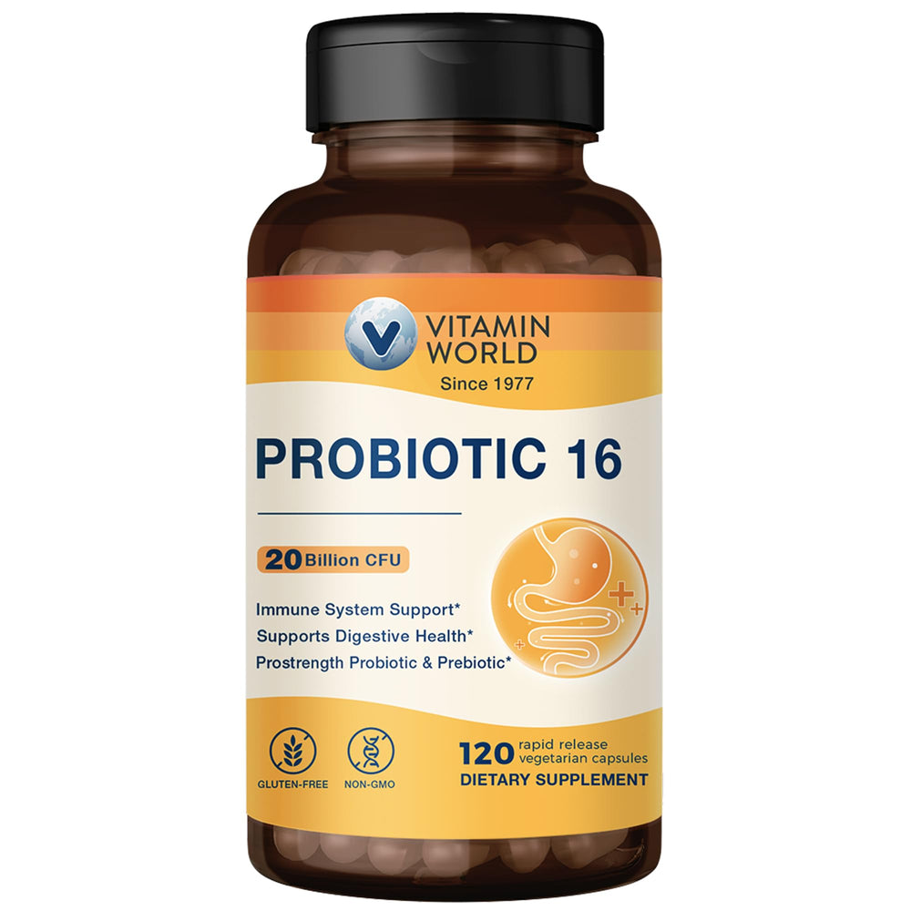 Vitamin World Probiotic 16 bottle front view with 20B CFU potency