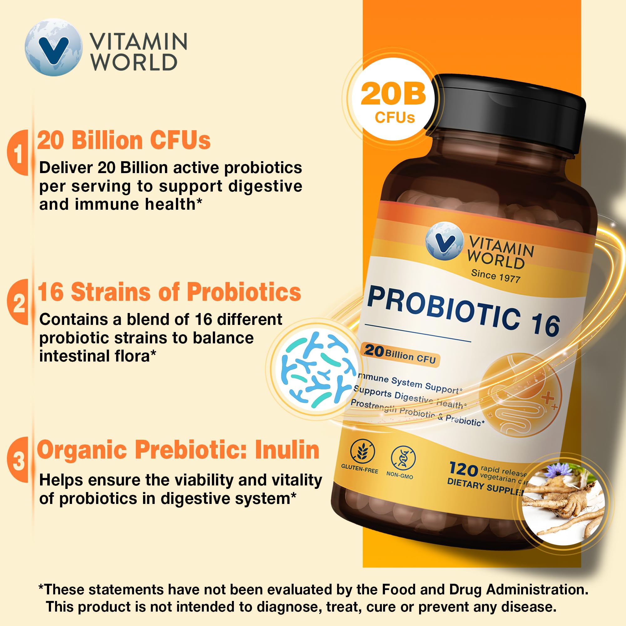 Vitamin World Probiotic 16 bottle packaging on countertop