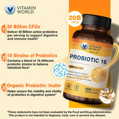 Vitamin World Probiotic 16 bottle packaging on countertop