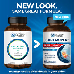 Vitamin World Joint Mover ingredients panel highlights key actives