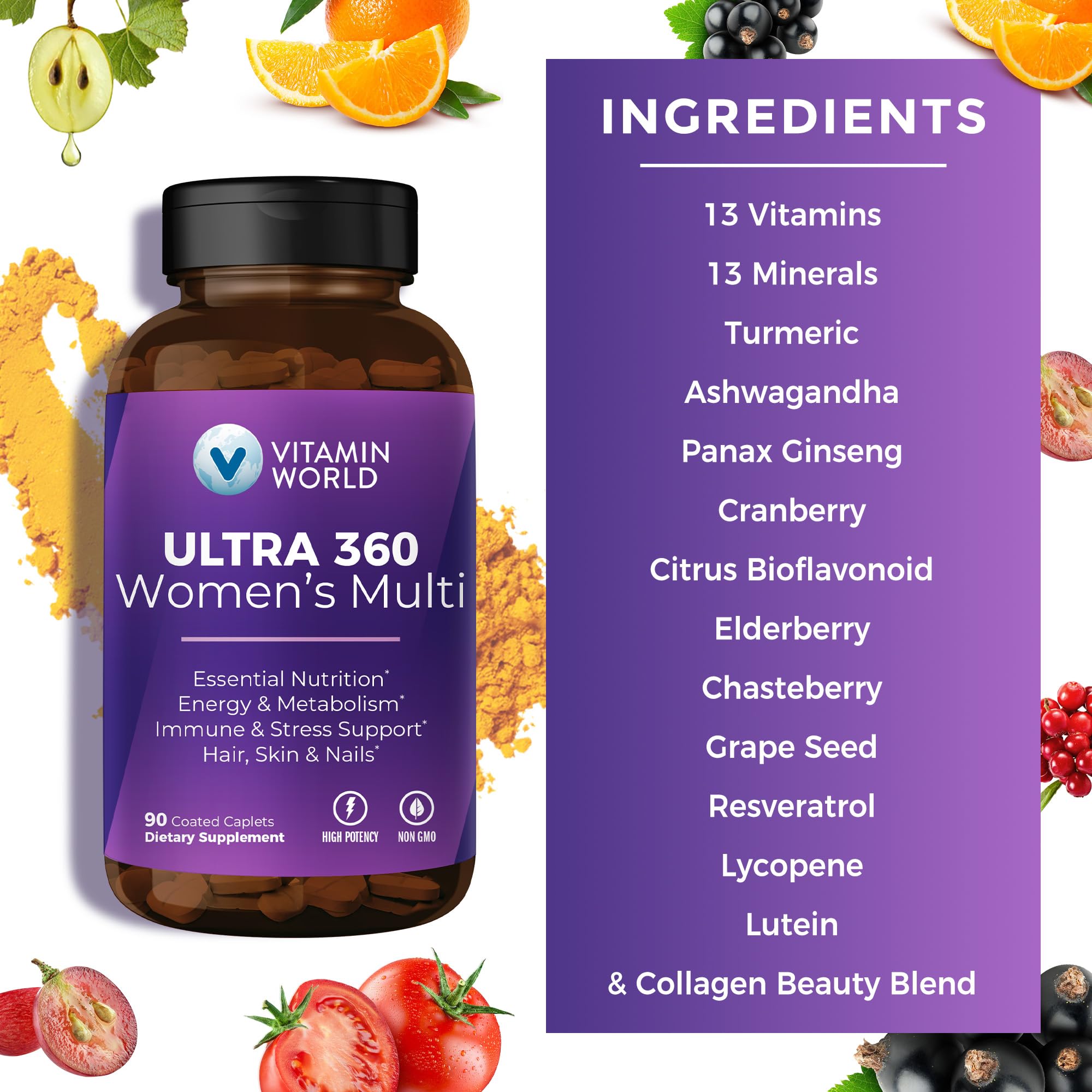 Vitamin World Ultra 360 collagen beauty blend supports healthy hair and nails