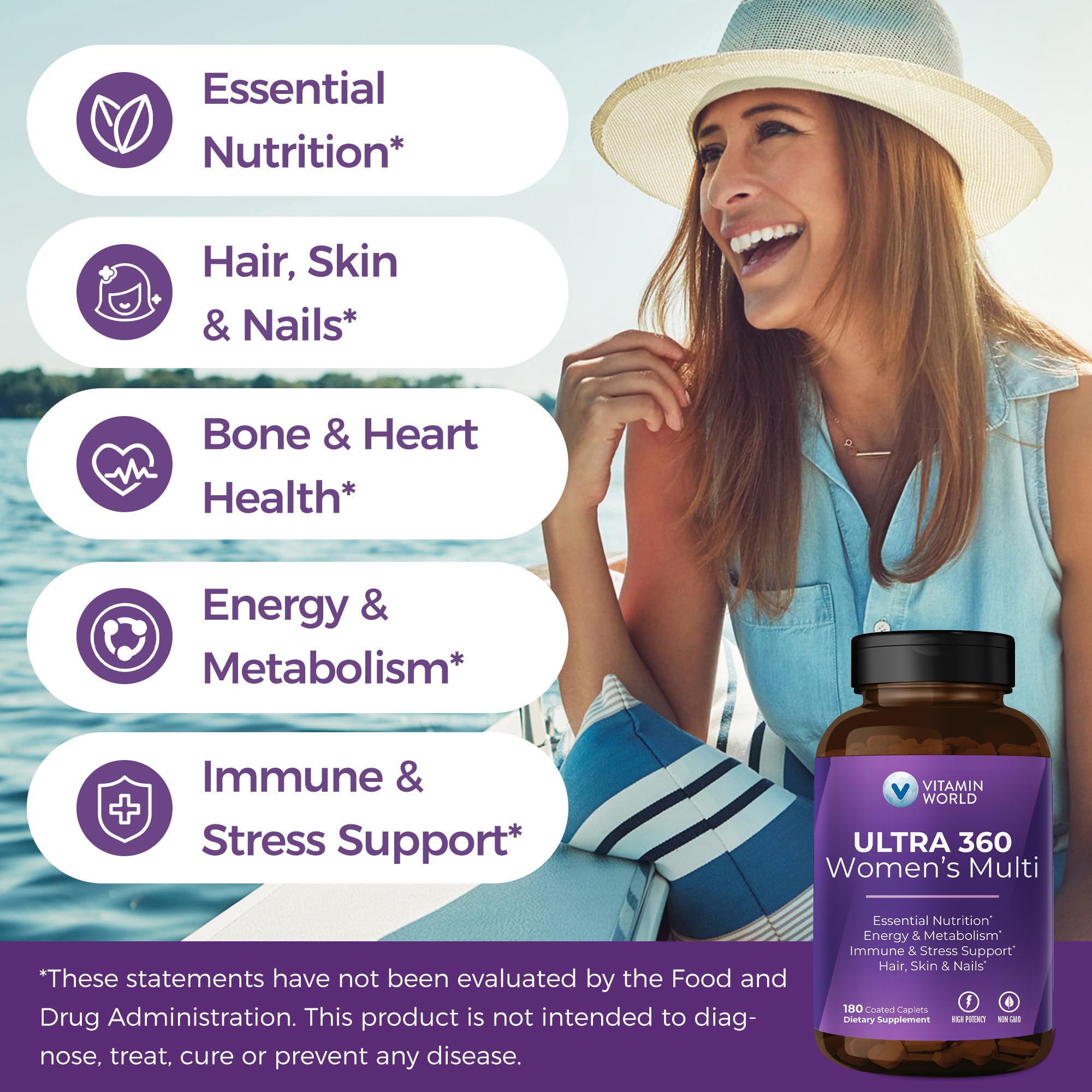 Vitamin World Ultra 360 herbal blend on packaging signals antioxidant support