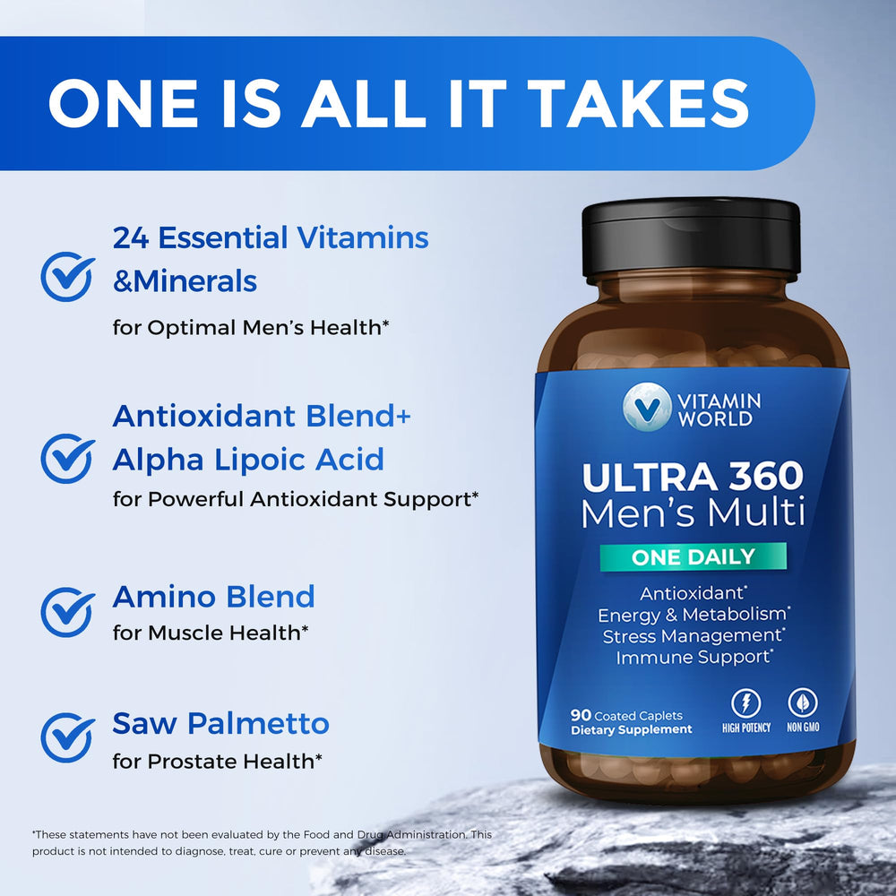 Label highlights vitamins, minerals and antioxidants in the Ultra 360 Men formula
