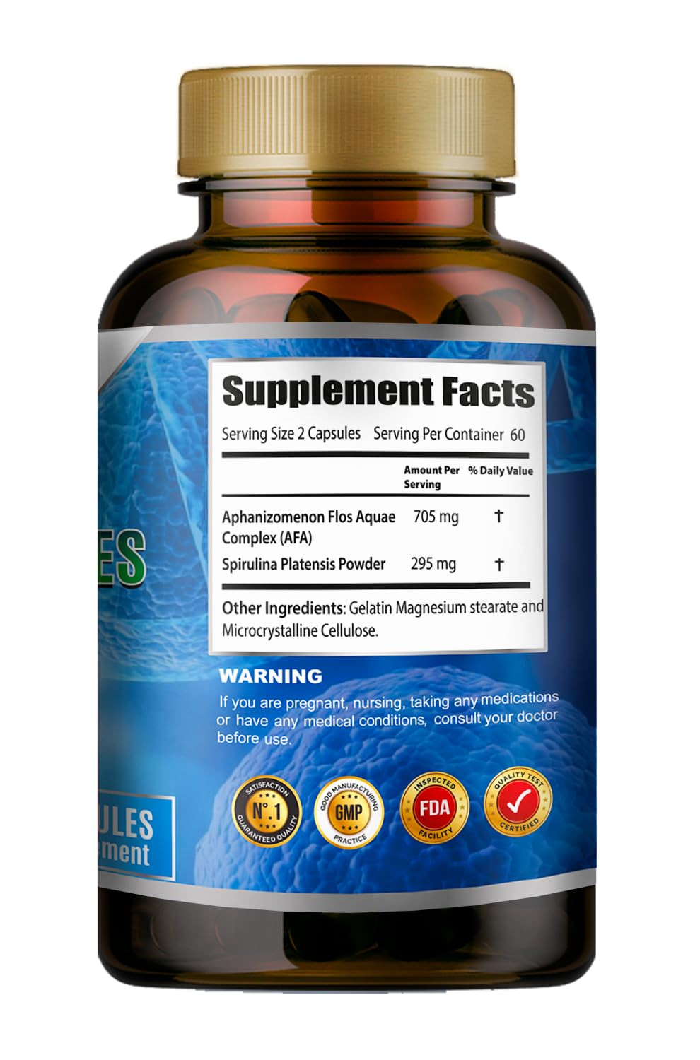 Front label of VITAMISAN Stem Natural Cell bottle highlighting USA-made gluten-free formula