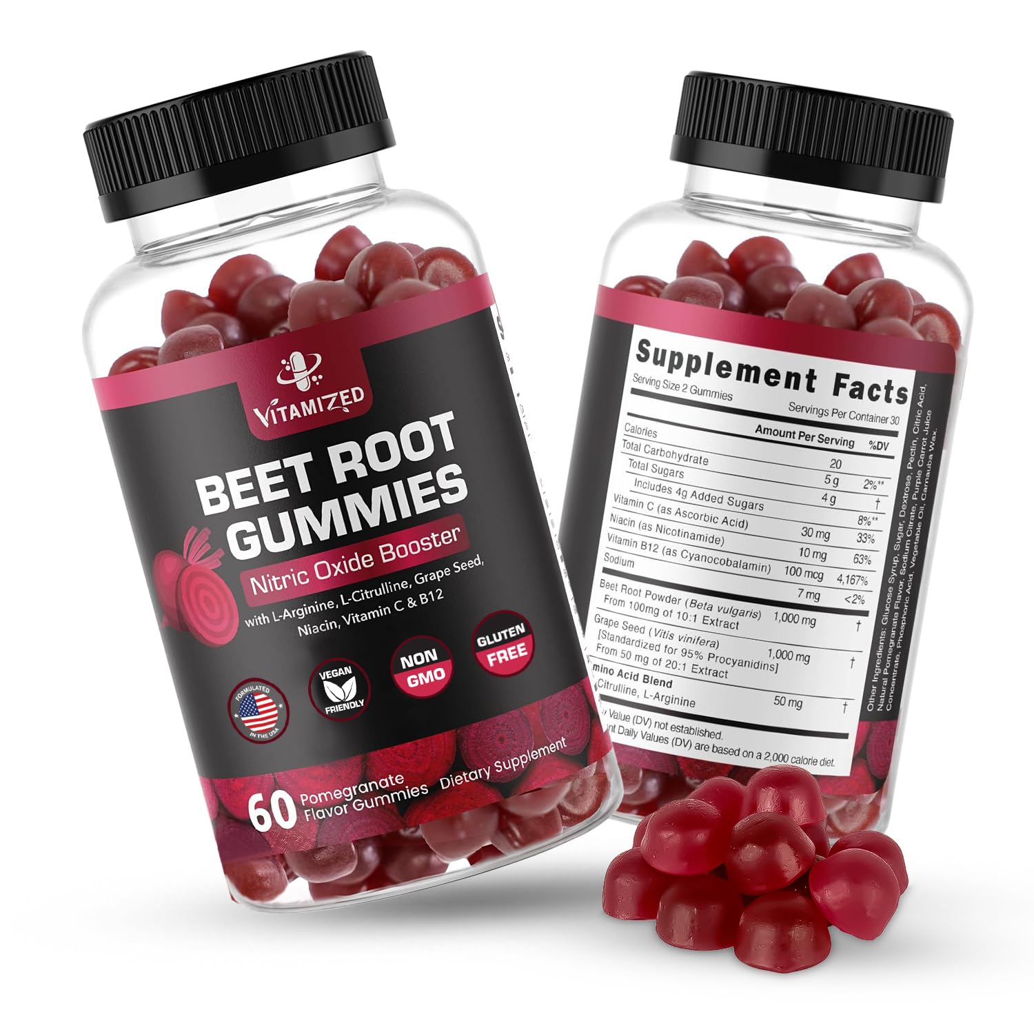60-count package of VITAMIZED Beet Root Gummies displayed
