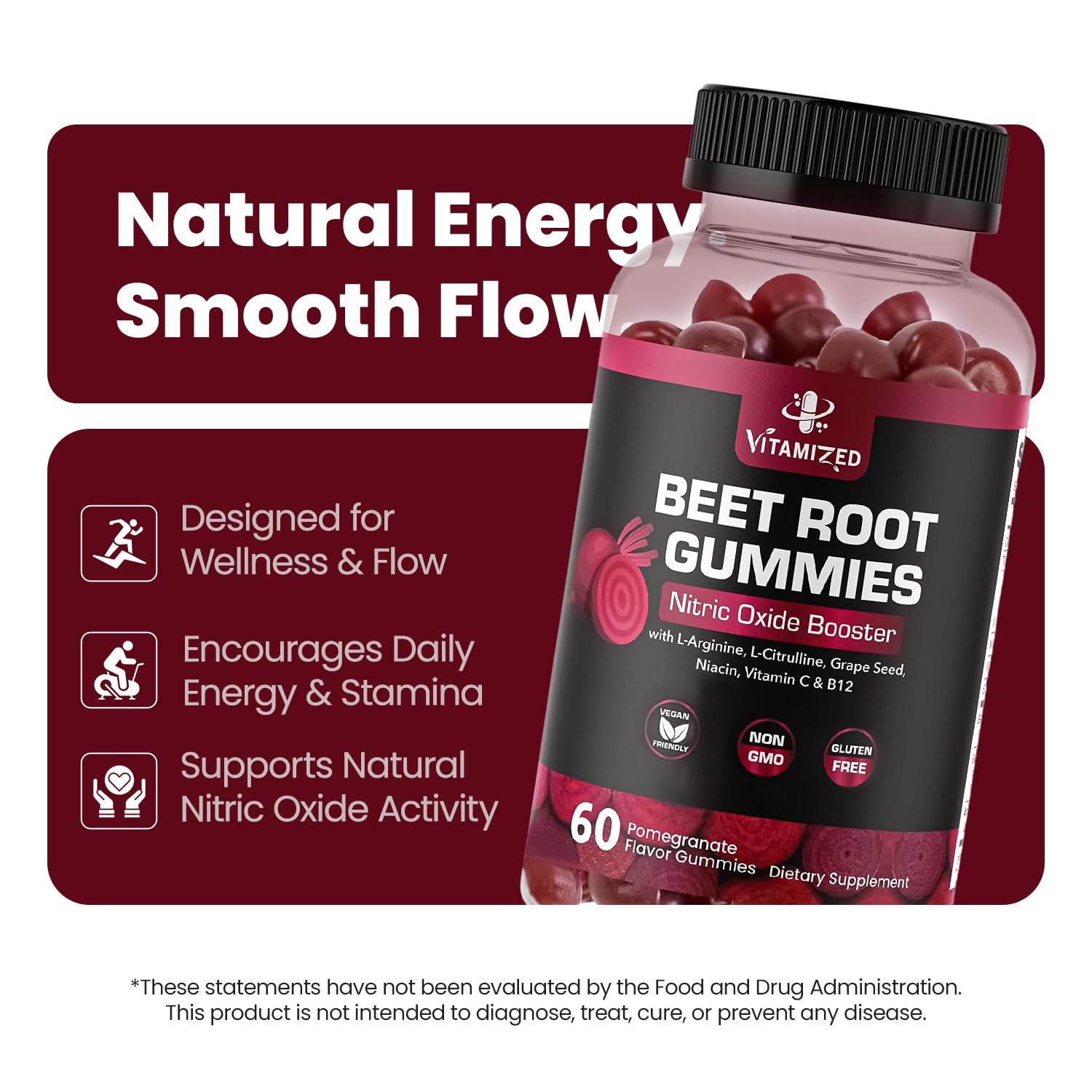 VITAMIZED Beet Root Gummies pour showing texture for easy consumption