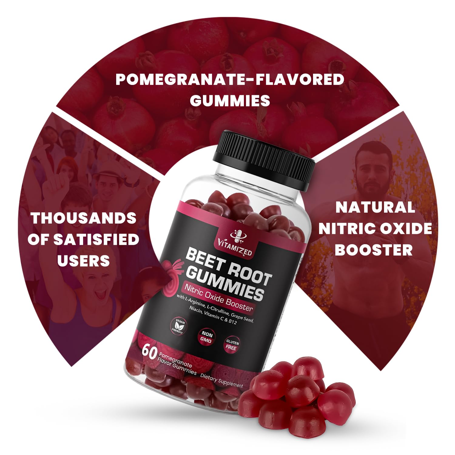 Vegan-friendly labeling on VITAMIZED Beet Root Gummies