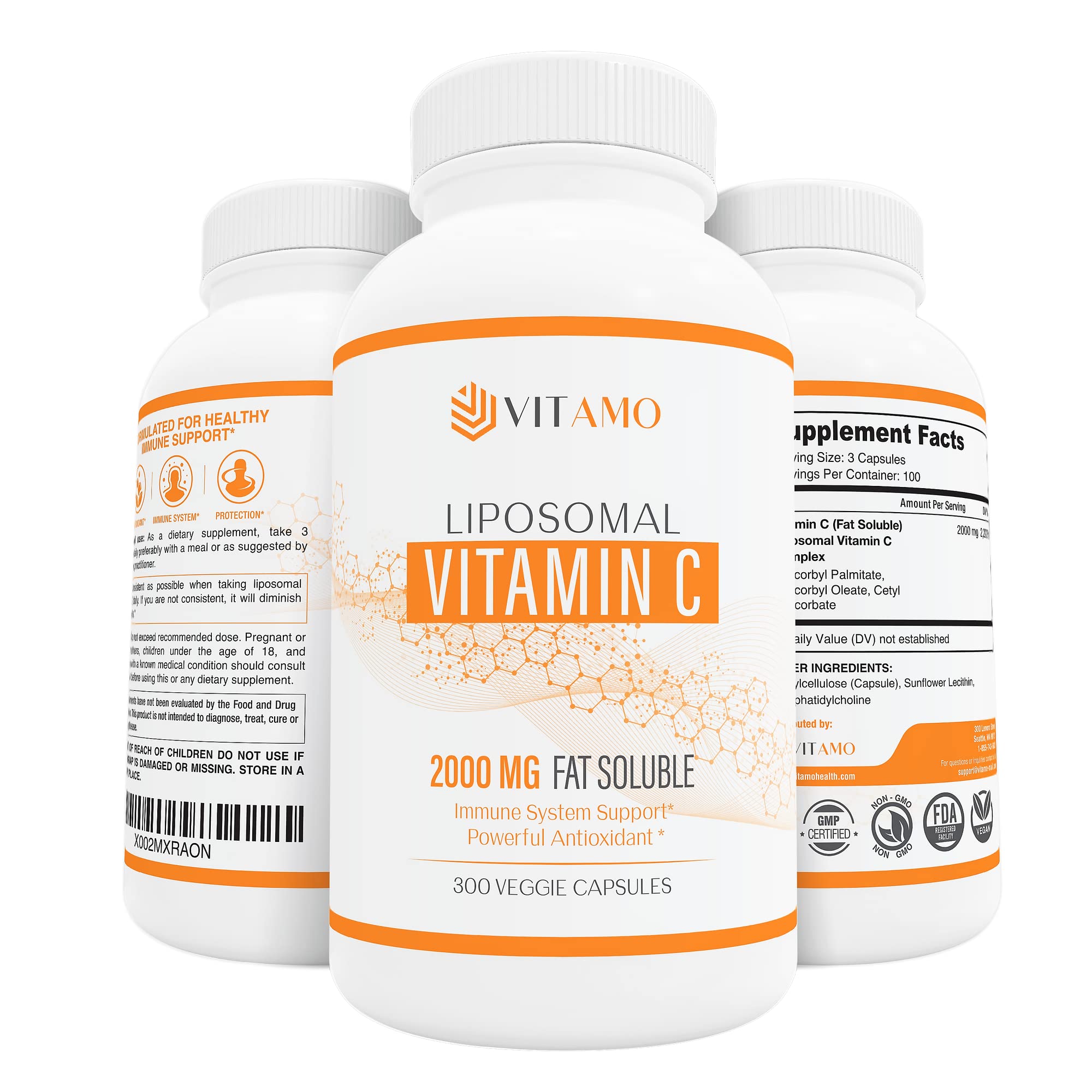 Vitamo Liposomal Vitamin C 2000mg bottle front highlighting potency