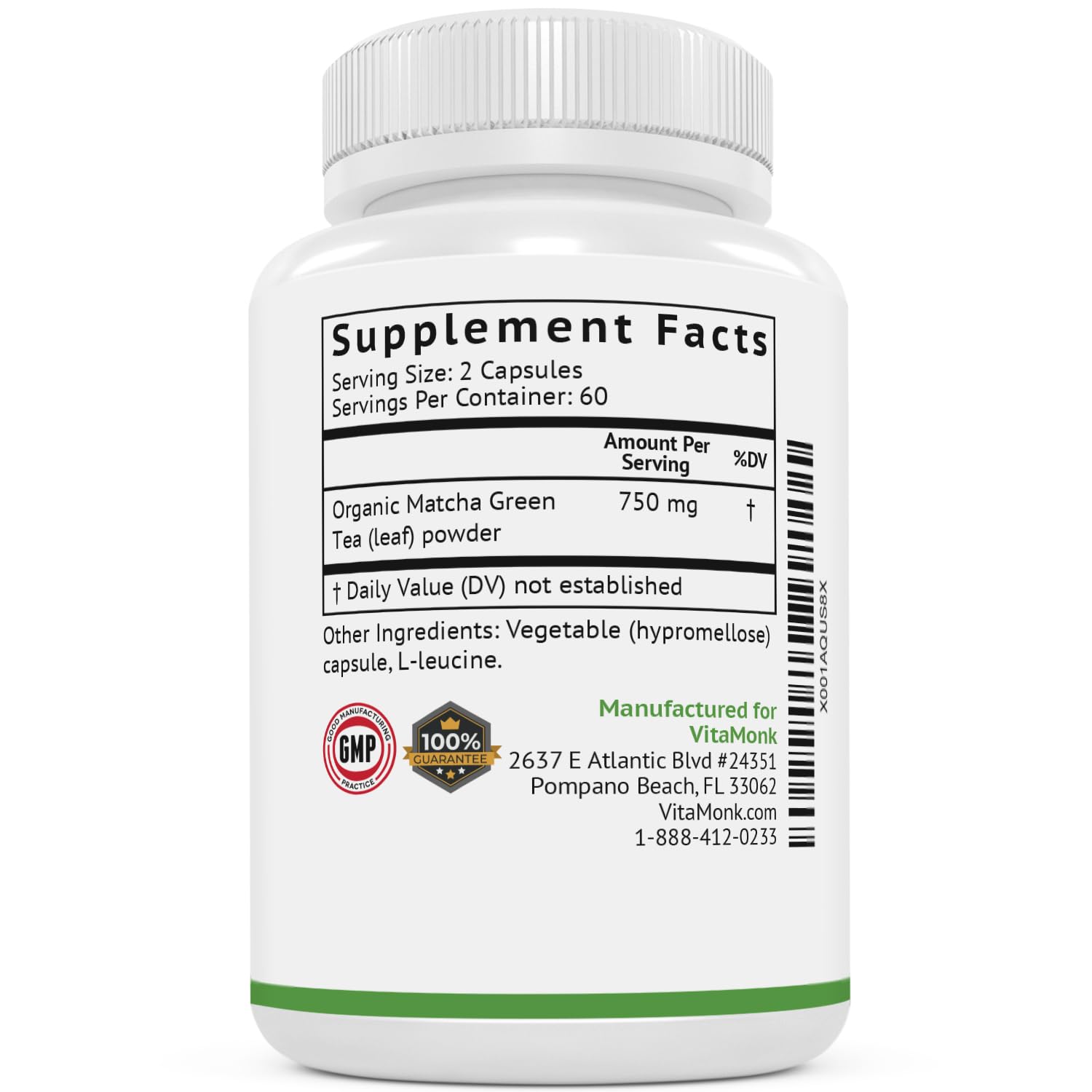VitaMonk MATCHAMAX vegan and non-GMO symbol on packaging highlighting clean supplement