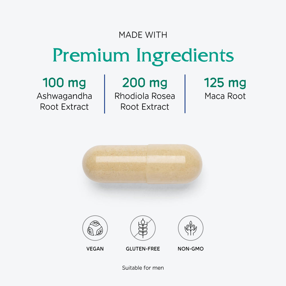 Vitanica Adrenal Assist box beside the bottle for complete vegan packaging