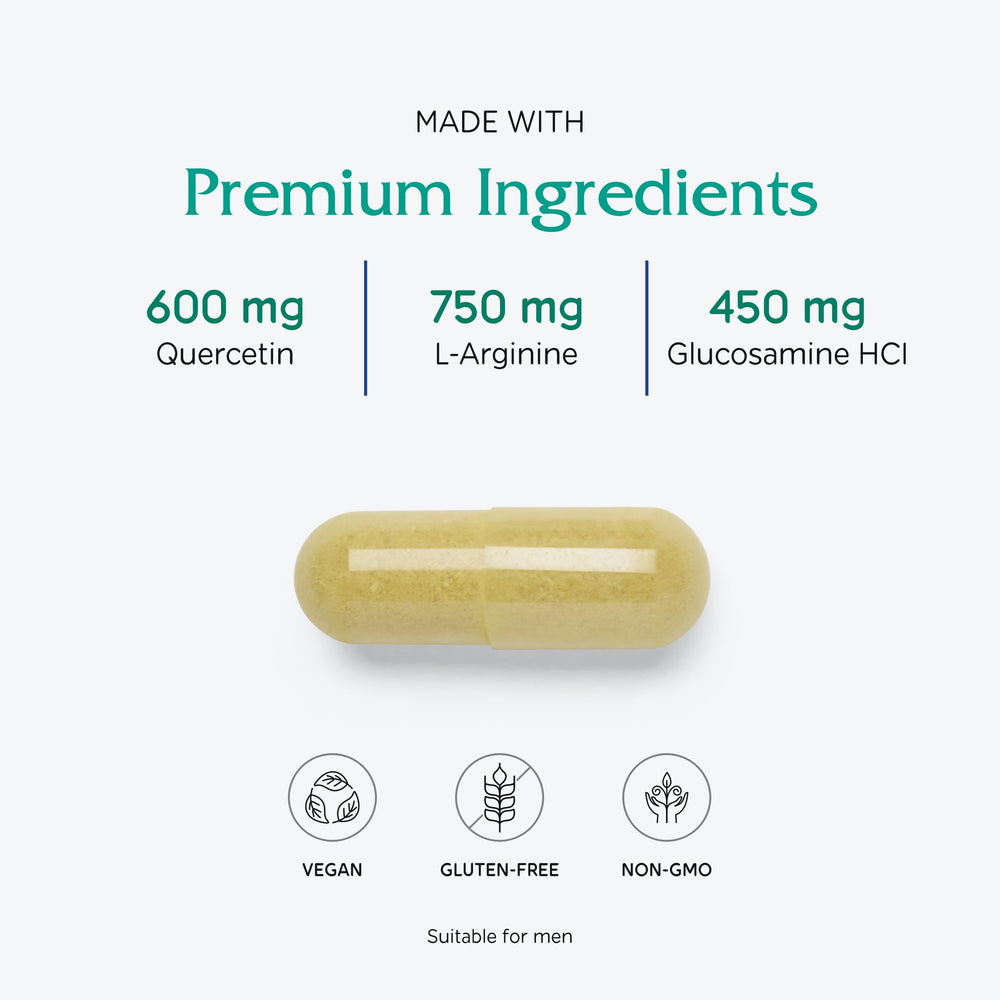 Vitanica Bladder Ease ingredient icons, highlights plant-based support without artificial additives.